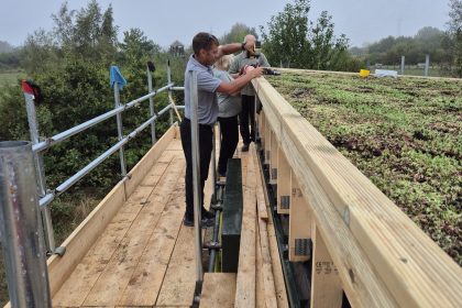 Work on finishing off the green roof